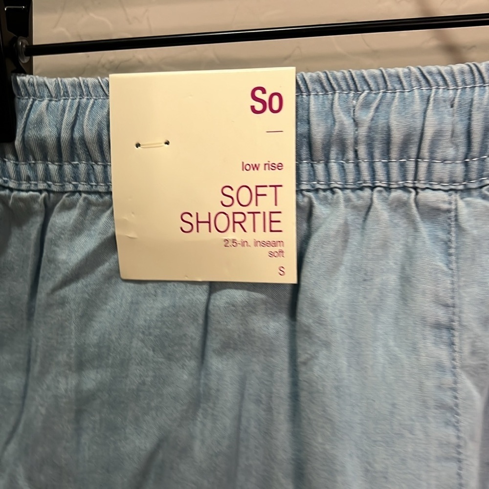 Jean Short Low Rise Soft Shortie Dolphin Light Blue Women So Kohl Elastic Summer - Picture 3 of 10